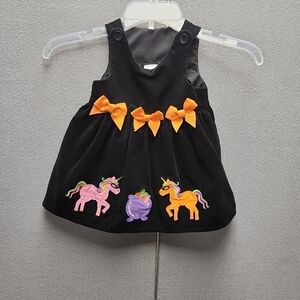 Black Dress with Unicorn and Bow Accents